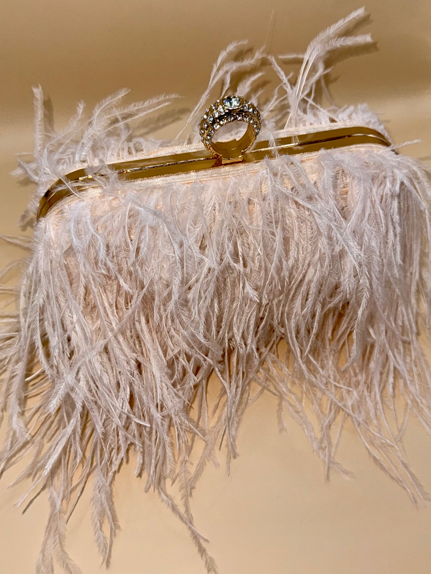 Blush Ostrich Feather Clutch