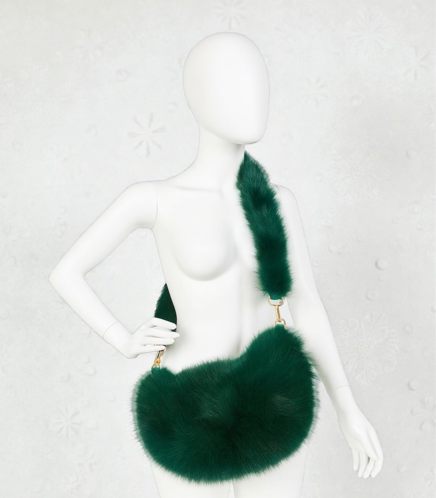 Luxe Faux Fur Shoulder Bag - Forest Green