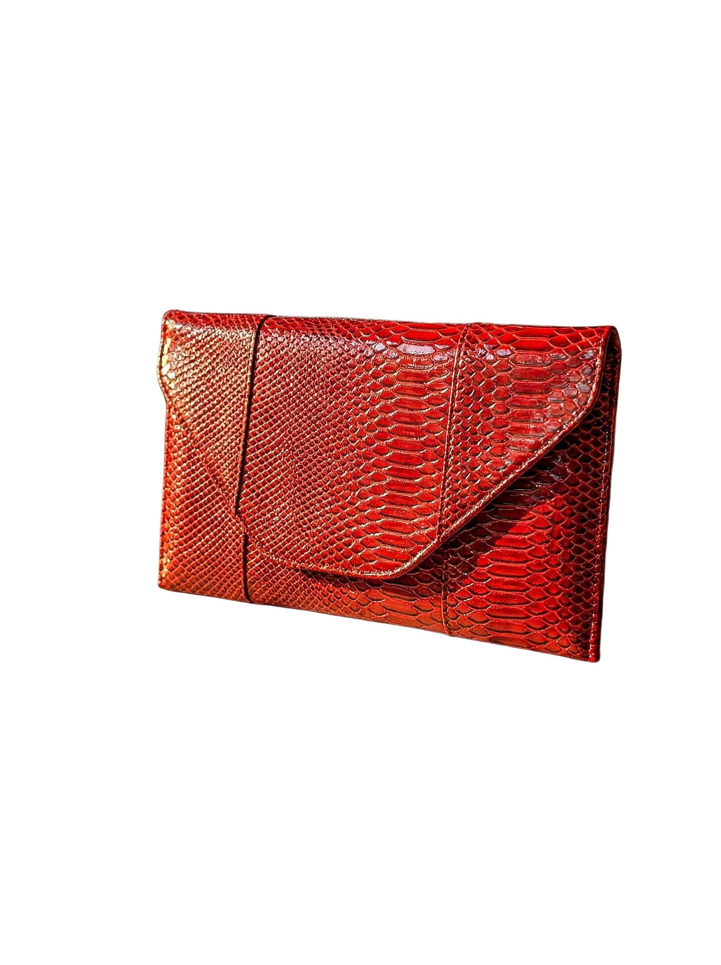 Snake Print Clutch - Red