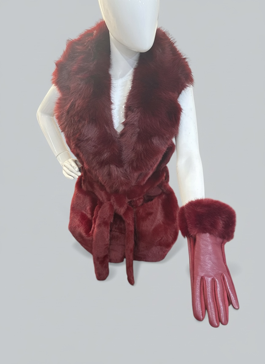Luxe Faux Fur Vest - Burgandy