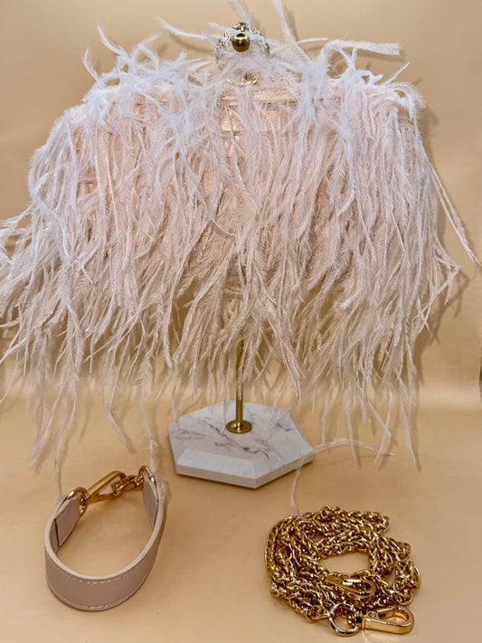 Blush Ostrich Feather Clutch