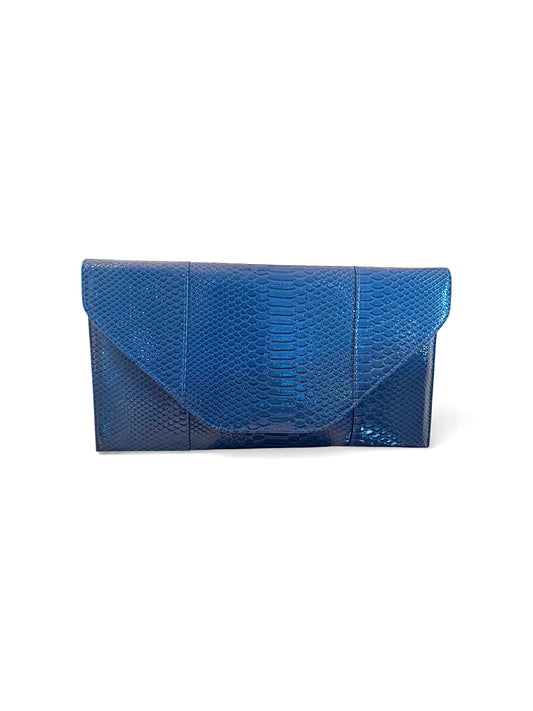 Snake Print Clutch - Blue