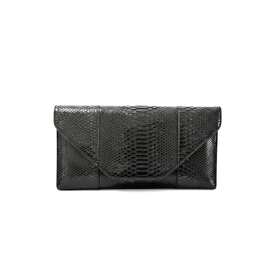 Snake Print Clutch - Black