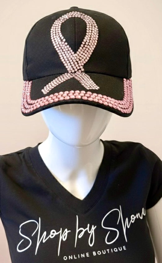 Rhinestone Breast Cancer Awareness Cap