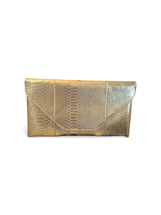 Snake Print Clutch - Gold