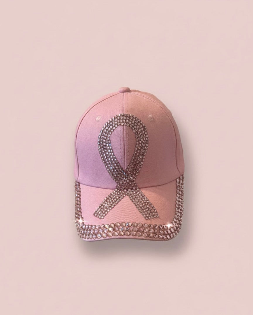 Rhinestone Breast Cancer Awareness Cap