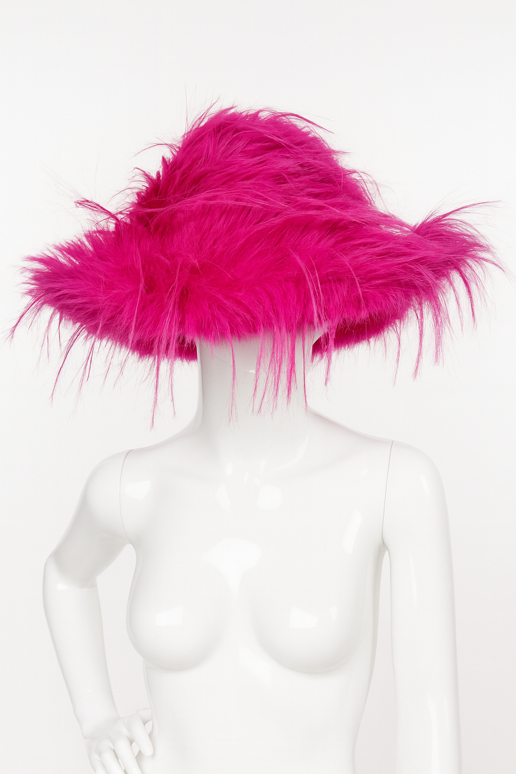 Faux Fur Statement Hat - Hot Pink
