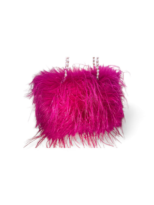 Faux Fur Statement Purse - Hot Pink