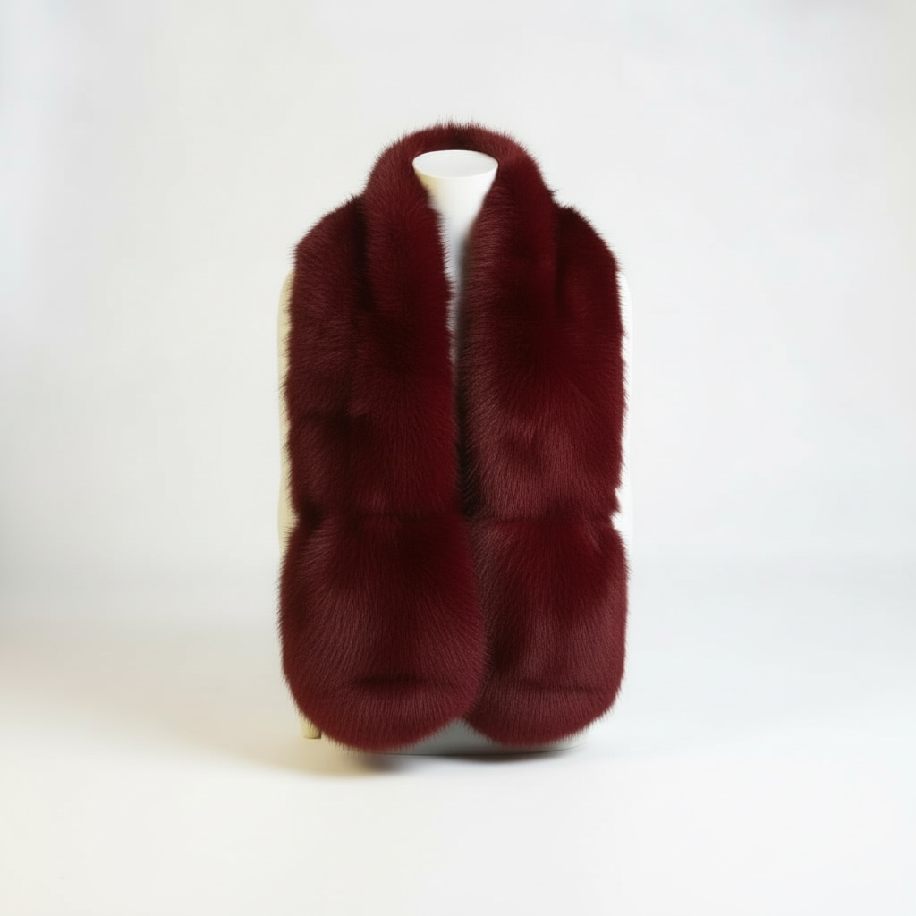 Plush Faux Fur Scarf - Burgandy