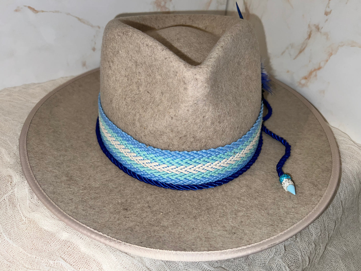 Tan and Blue LA Hat