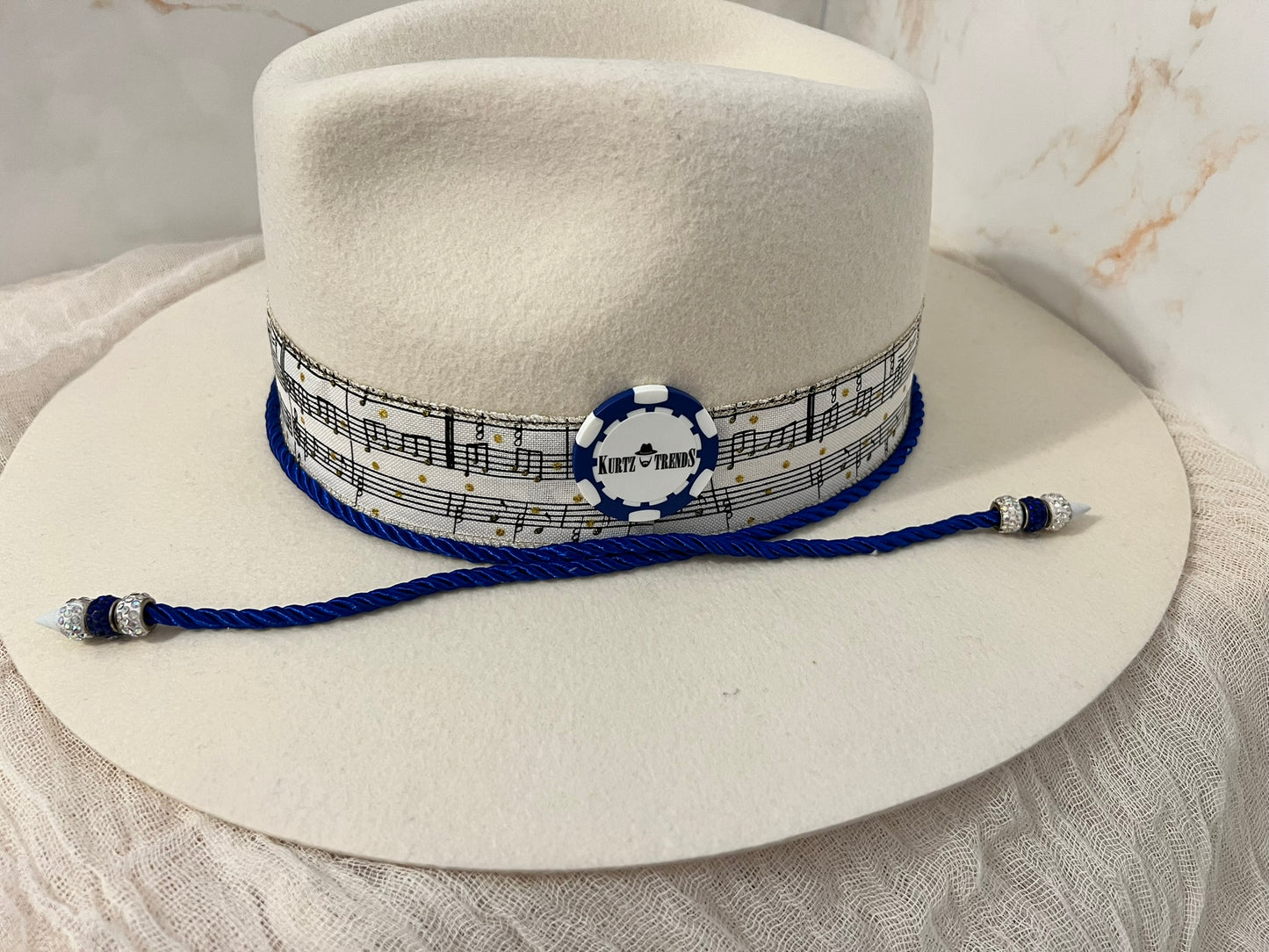 White with Blue Tassel Hat