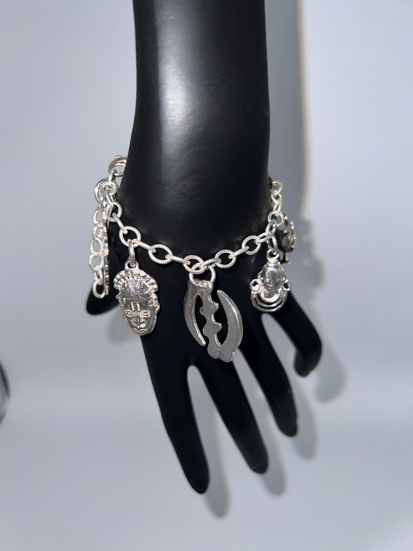 Sterling Silver Adinkra Charm Bracelet