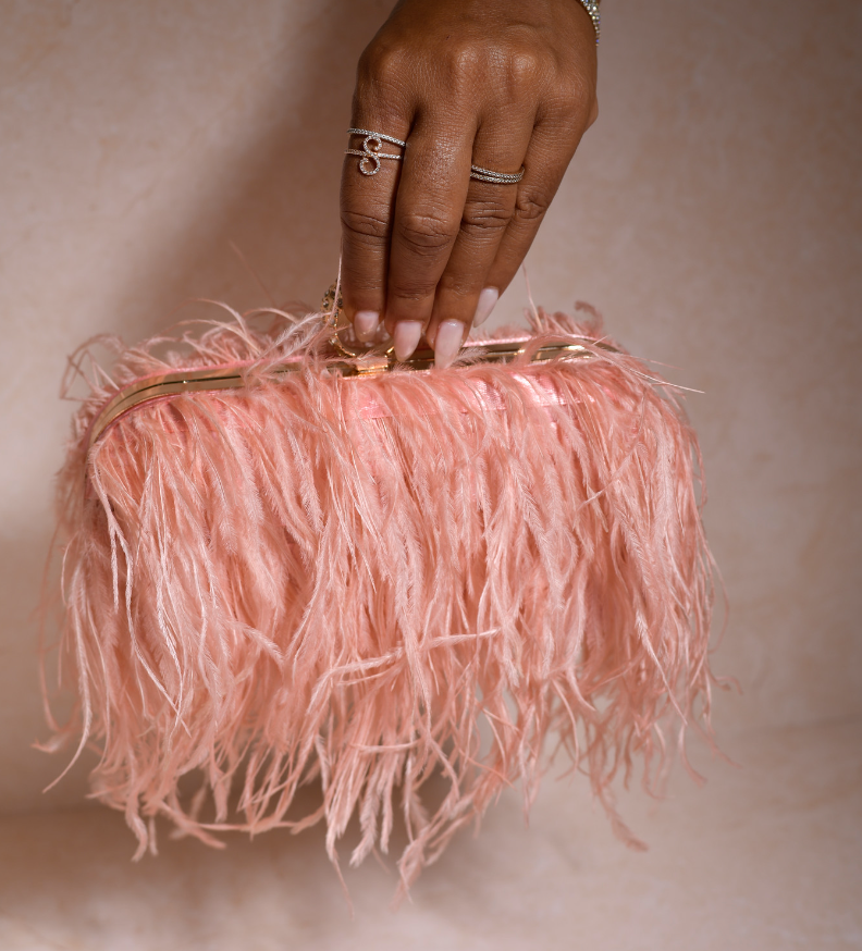 Light Pink Ostrich Feather Clutch