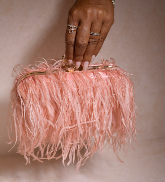 Light Pink Ostrich Feather Clutch