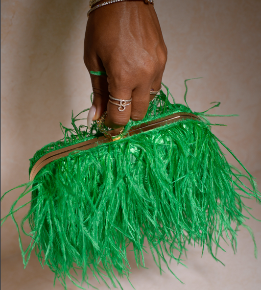 Green Ostrich Feather Clutch